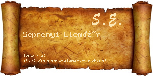 Seprenyi Elemér névjegykártya